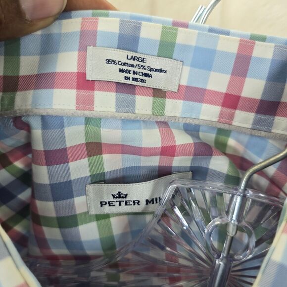 Peter Millar Men's Blue Red Green Plaid Button Down Shirt Long Sleeve Size L - Picture 4 of 9